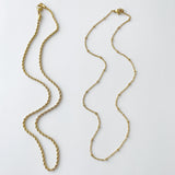 2 piece chain, Twist Rope Chain & Saturn Chan,  Silver, Gold Or Rose Gold