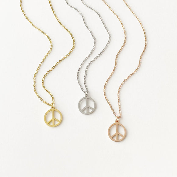Peace Charm Necklace in Gold, Silver, or Rose Gold FREE SHIPPING