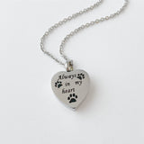 Heart Memorial Pet Urn Charm Necklace - Silver
