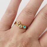 Gold birthstone gem ring, stacking rings