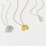 Custom Initial Tag necklace gold or silver, Dainty Bar Tag, Engraved Small Tag