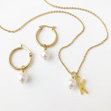 Pearl Drop Hoop Earrings