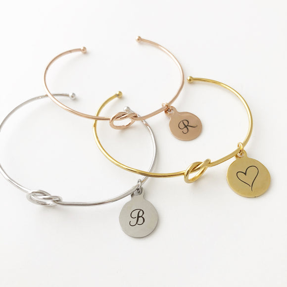 Knot Cuff Bracelet with Charm