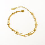 Anklet - Saturn Beaded Chain - Silver, Gold or Rose Gold