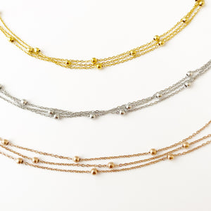 Anklet - Saturn Beaded Chain - Silver, Gold or Rose Gold