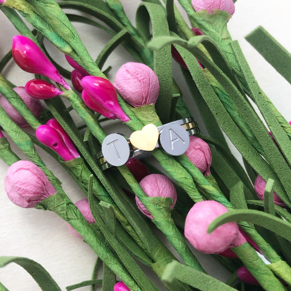 Initial / Heart Stacking Rings