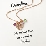 Grandma - Family Tree & Birthstone Necklace