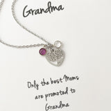 Grandma - Family Tree & Birthstone Necklace