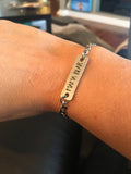 Mama, baby, sister, auntie, or grandma Bear Bar Bracelet, Bear Cub, Stainless Steel, non tarnish, hypo-allergenic