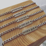 Mama, baby, sister, auntie, or grandma Bear Bar Bracelet, Bear Cub, Stainless Steel, non tarnish, hypo-allergenic