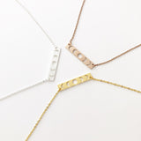 Celestial Lunar Phase bar necklace with extender, Silver - Gold - Rose Gold