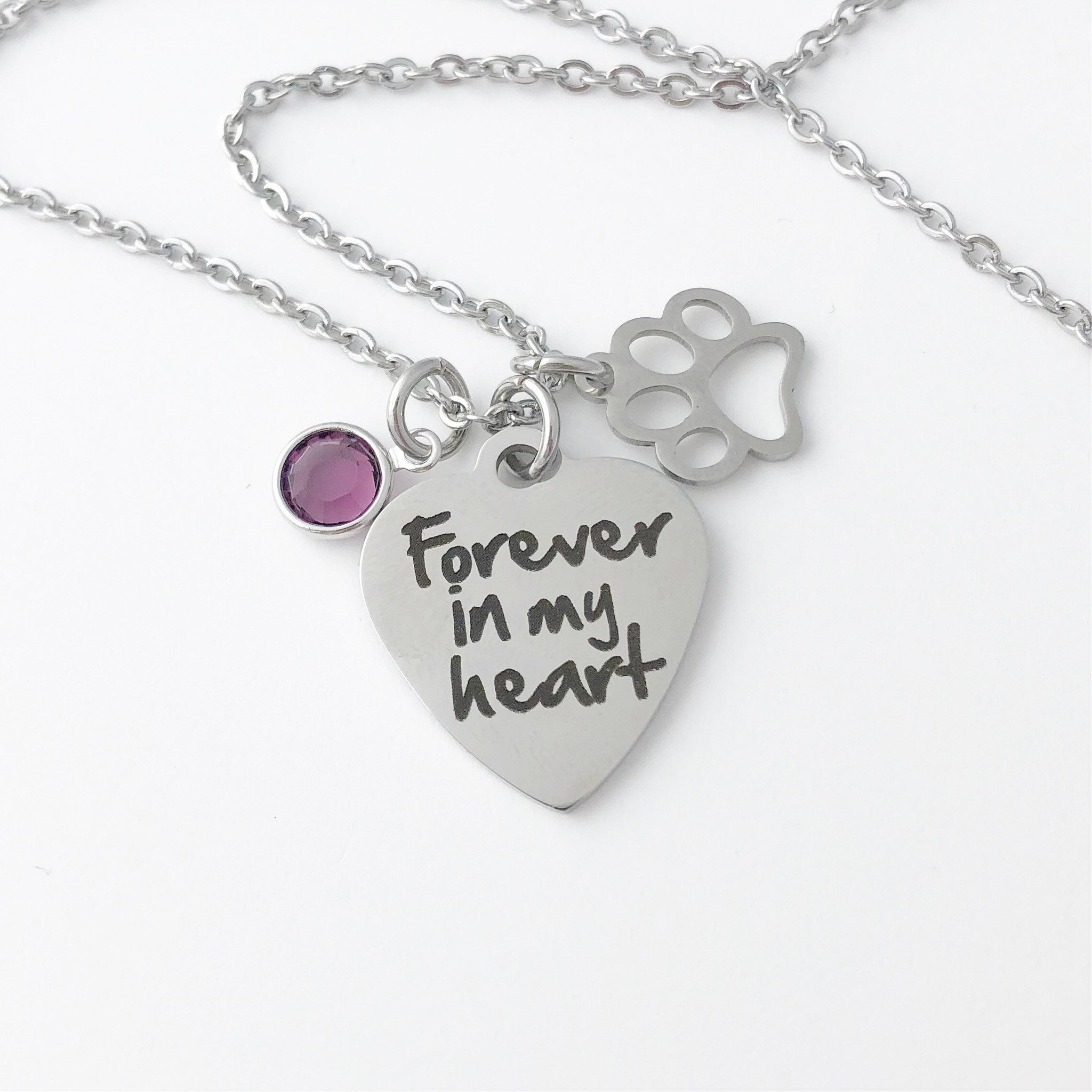 Memorial Necklace Pet Loss Silver Stamped Jewelry