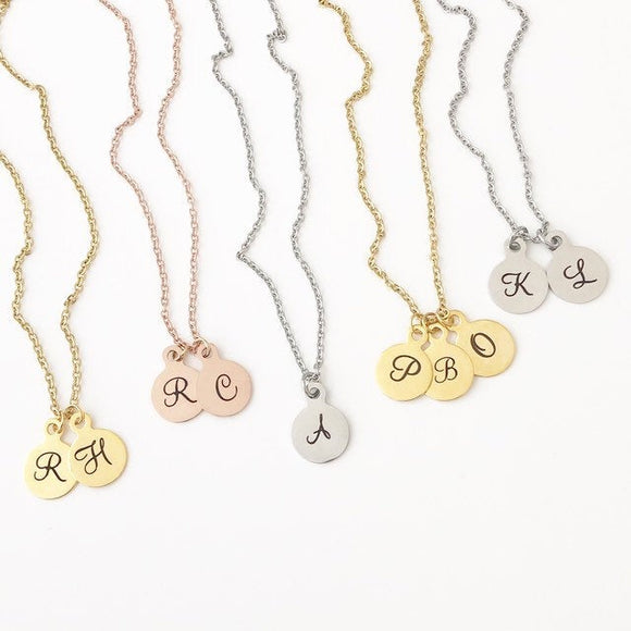Initial Coin Necklace, Stainless Steel