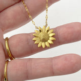 Sunflower Necklace, Gold flower necklace