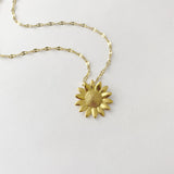 Sunflower Necklace, Gold flower necklace