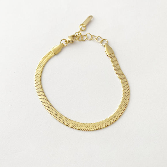 Snake Chain Bracelet, Herringbone Bracelet, Gold Bracelet
