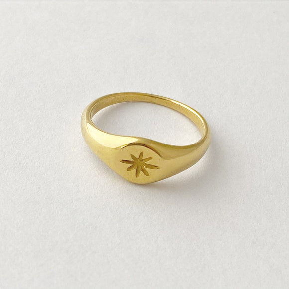 Signet Ring, North Star Ring, Gold Ring