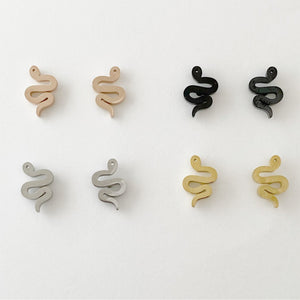 Snake earrings, gold, rose gold, silver, black