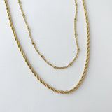 2 piece chain, Twist Rope Chain & Saturn Chan,  Silver, Gold Or Rose Gold