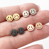 Smiley face earrings, gold, rose gold, silver, black