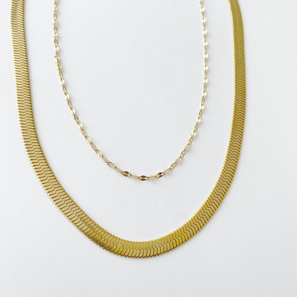 2 piece chain, Snake Chain & CUban Chan,  Silver, Gold Or Rose Gold