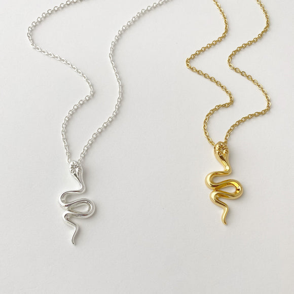 Snake Necklace in Gold, or Silver, FREE SHIPPING