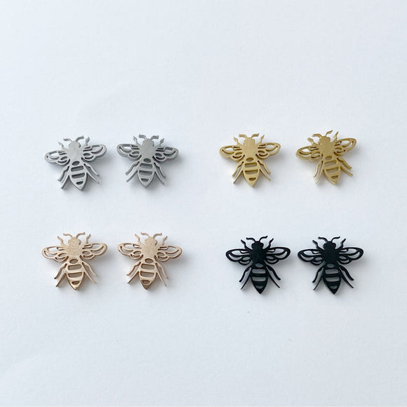 Bee earrings, Save the bees, gold, rose gold, silver, black