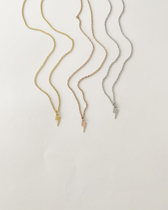 Lightning Bolt Necklace in Gold, Silver, or Rose Gold FREE SHIPPING