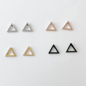 Open Triangle earrings, geometric earrings, gold, rose gold, silver, black