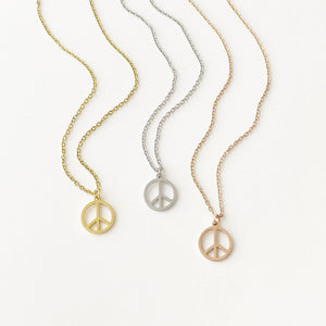 Peace Charm Necklace in Gold, Silver, or Rose Gold FREE SHIPPING