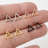 Open Triangle earrings, geometric earrings, gold, rose gold, silver, black