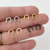 Horse Shoe earrings, lucky earrings gold, rose gold, silver, black