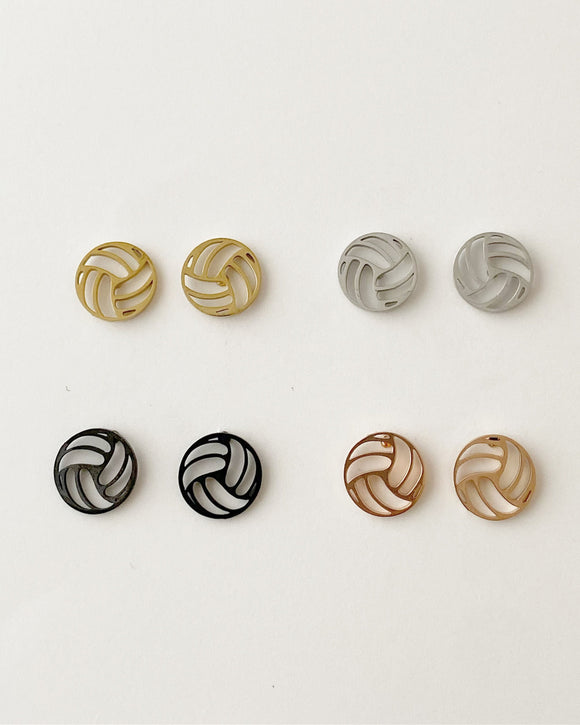 Volley Ball Stud earrings, Sport earrings, gold, rose gold, silver, black