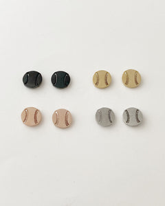 Baseball Stud earrings, Sport earrings, gold, rose gold, silver, black