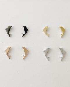 Dolphin Stud earring, gold, rose gold, silver, black