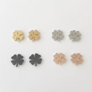 Four leaf clover earrings, gold, rose gold, silver, black