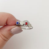 Silver birthstone gem ring, stacking rings
