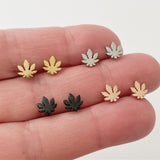 Cannabis Earring Studs: gold, rose gold, silver, black