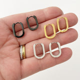 Oval Hoop Earrings: gold, silver, black