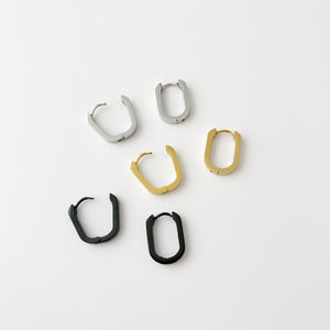 Oval Hoop Earrings: gold, silver, black