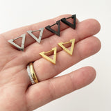 Triangle Hoop Earrings: gold, silver, black