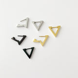 Triangle Hoop Earrings: gold, silver, black