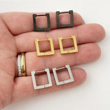 Square Hoop Earrings: gold, silver, black