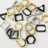 Square Hoop Earrings: gold, silver, black