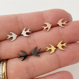 Dove Bird Earring studs:  gold, rose gold, silver, black