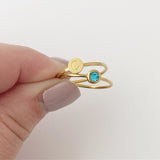 Gold birthstone gem ring, stacking rings