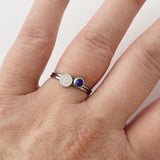 Silver birthstone gem ring, stacking rings