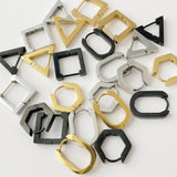 Hexagon Hoop Earrings: gold, silver, black