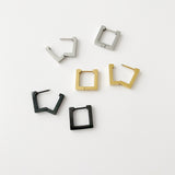 Square Hoop Earrings: gold, silver, black