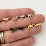 Dragon Fly Earring studs:  gold, rose gold, silver, black